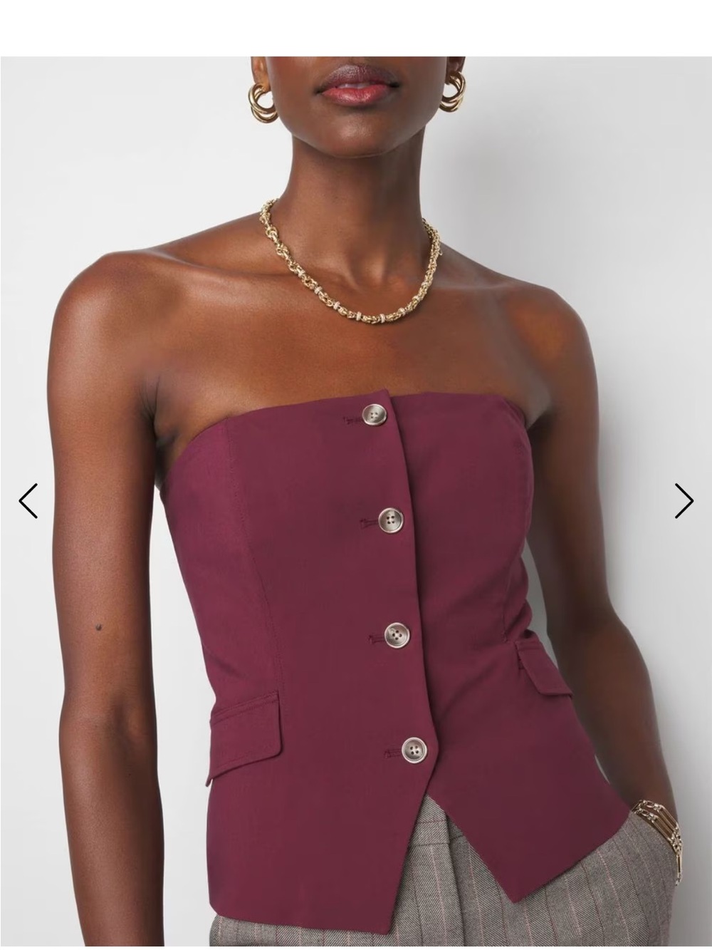 White House Black Market Strapless Button Bustier